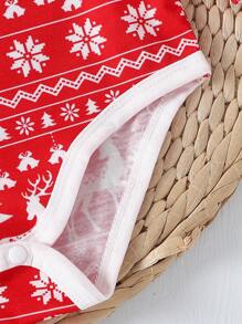 男婴费尔岛可爱驯鹿印花长袖秋冬春季连体衣，圣诞节礼物