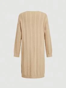 SHEIN MOD Cardigan long en tricot kaki rétro, pull tricoté rétro, pull ample, pull casual, pull style nomade, pull automne et hiver, tenues de cowgirl pour femmes