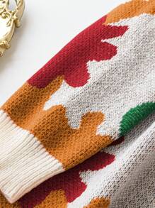 SHEIN LUNE 大码纯色拼布长袖休闲开衫 - 彩色 - 查看 5