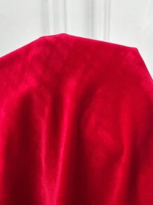 SHEIN 孕妇立领羊腿袖束带修身连衣裙，红色 - 紅色 - 查看 6