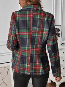 SHEIN Clasi Women's Plaid Lapel Long Sleeve Blazer Jacket Fall Cloth For Women