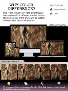 Tóc giả kẹp HQ làm từ tóc thật, 120g, 7 chiếc tóc giả kẹp, tóc giả kẹp màu ombre - S4/27/4 - Xem 6