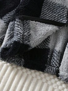 Áo khoác cổ đứng kẻ caro đen trắng cho thanh thiếu niên, Thu/Đông - Nhiều màu - Xem 4