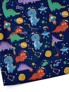 PopScrub 大码女式可爱卡通恐龙与太空科技印花短袖护士服上衣制服 - 藏蓝色 - 查看 7