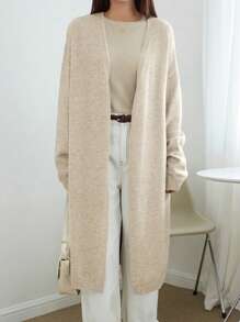 DAZY Solid Drop Shoulder Duster Cardigan,Fall Clothes