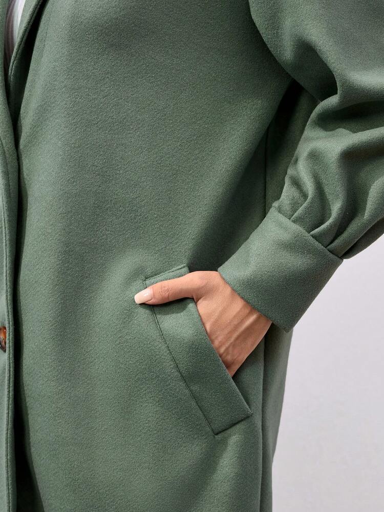 Women Long Solid Color Woolen Coat, Casual For Autumn/Winter