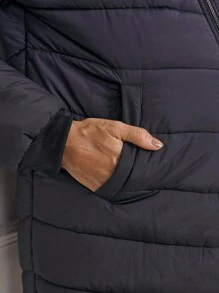 SHEIN 孕妇渐变色拉链长袖连帽外套,温暖适合外出,适合外出,秋冬 - 藏蓝色 - 查看 9