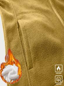 Manfinity Homme 1pc Men Loose Fit Letter Patched Teddy Lined Fleece Jacket - Mustard Yellow - View 3