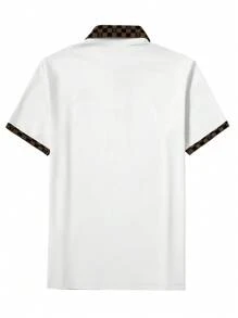 Manfinity Mode 男士休闲棋盘格短袖 Polo 衫，适合通勤、夏季