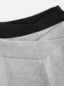 2pcs/Set Tween Girl Aged Flared High Waist Fleece Pants, Crossover Waist Design, All-Match Casual Fashion, High Waist Sweatpants