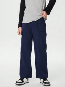 Pantalones cargo informales con bolsillo mullido para niños