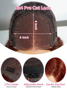 ALL READY WIG Pre Plucked Pre-Cut Lace 4x4 Glueless Lace Closure Wig 100% Human Hair Reddish Ginger Brown Body Wave Wig 9AM HAIR Halloween Costumes - S33D - View 4