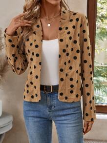 EMERY ROSE Women's Casual Polka Dot Front Zip Up Jacket For Autumn - Multicolor - View 6