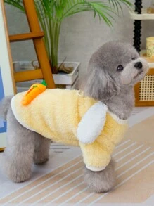 PETSIN 黄色兔子图案毛绒绒保暖宠物牵引带帽衫 - 黃色 - 查看 5