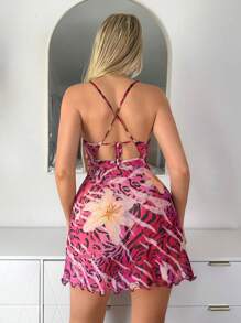 Sweetina Váy lưới in họa tiết hoa báo dành cho nữ - Nhiều màu - Xem 2