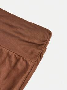 SHEIN Girlism 2pcs Teen Girl Set: Solid Casual Ruched Tee & Flared Low-Rise Pants