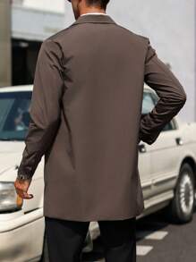 Manfinity Bizformal Chaqueta casual de hombre con botones al frente, ideal para usar diariamente en otoño, abrigo de para salir, regalo para amigos, esposo o novio