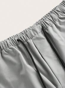 SHEIN Sports 女士休闲抽绳腰宽松阔腿运动裤，秋季 - 灰色 - 查看 5