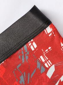 5pcs Pack Men's Colorblock Geometric Print Casual Boxer Briefs