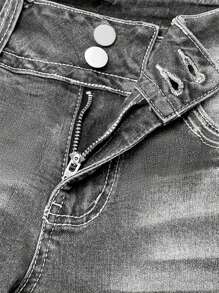 Elegant High Waist Stretch Flared Jeans - Women's Vintage Washed Bootcut Denim Pants, Classic Retro 70s Style, Comfortable Skinny Fit Casual Trousers