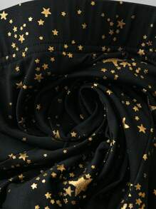 SHEIN Unity Plus Size Fashion Metallic Star Print Wide Leg Pants Fall Cloth For Women - Black - View 5