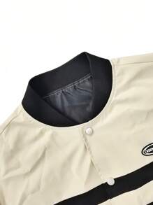 Manfinity Homme Bộ 2 món áo khoác bóng chày và quần nỉ chạy bộ màu trơn đơn giản cho nam, mùa xuân/thu - màu đen - Xem 3