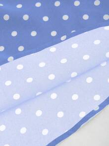 Sweetra Đầm chấm bi buộc dây thanh lịch cho nữ - Xanh và trắng - Xem 4