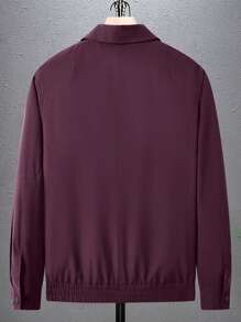 Manfinity Homme Chaqueta de moda callejera con mangas largas y bolsillos con cremallera para hombre - Burdeos - Ver 2