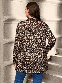SHEIN Clasi Áo khoác thường ngày họa tiết da báo cỡ lớn, mùa thu - màu nâu - Xem 2