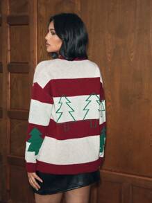 Zolique Women's Casual Color Block V-Neck Long Sleeve Cardigan, Autumn/Winter - Multicolor - View 2