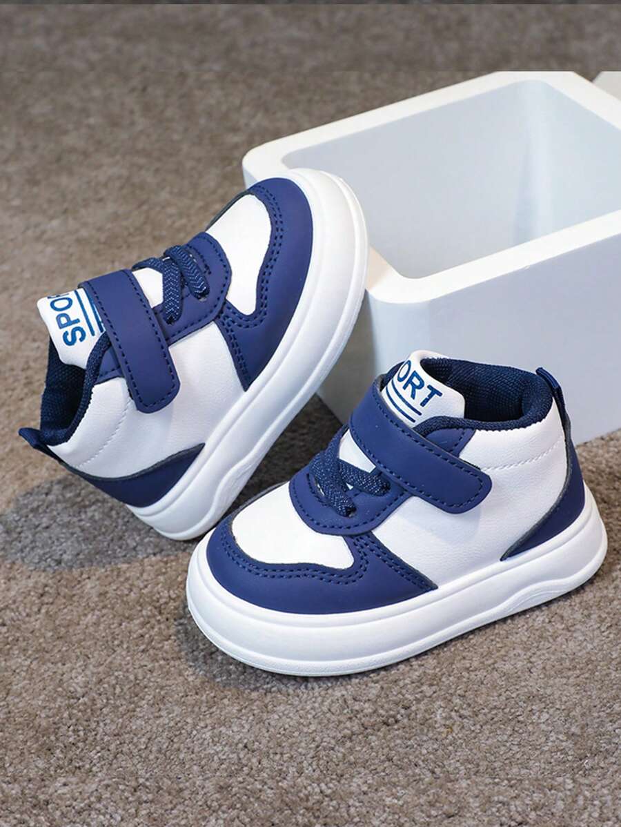 1 par de zapatillas casuales planas de media altura cómodas para uso diario de bebé/niño pequeño, adecuadas para todas las estaciones - Azul - Ver 1