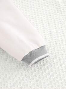 Cozy Pixies Baby Boy Casual Versatile Letter Print Contrast Color Hooded Baseball Jacket, Fall Clothes - Khaki - View 5