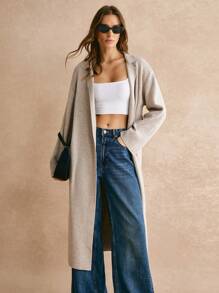 Poéselle Áo khoác cardigan dài rộng rãi màu trơn đơn giản cho nữ, Áo khoác cardigan dệt kim đơn giản màu trơn cho nữ, Quần áo mùa thu cho nữ, Quần áo mùa đông cho nữ, Áo len nữ, Vải ấm mềm mại và thoải mái, Đơn giản và thời trang, Phong cách tiền cũ, Thích hợp cho trang phục hàng ngày trên phố, đi làm, mặc ở nhà, Áo khoác cardigan dài rộng rãi màu kaki đơn giản cho nữ mùa đông, Trang phục thường ngày, FW24 - Màu be - Xem 3
