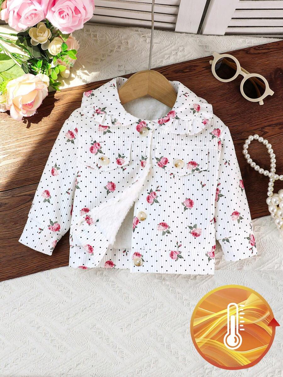 Chaqueta de forro polar con doble cara, cuello de princesa, rose, para niña bebé, para uso casual al aire libre, otoño e invierno - Multicolor - Ver 1