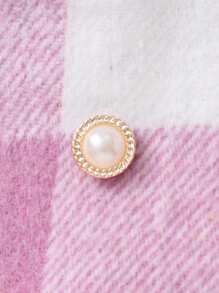 SHEIN Plaid Fluffy Lapel Jacket For Tween Girl - Pink - View 4