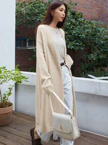 DAZY Solid Drop Shoulder Duster Cardigan,Fall Clothes