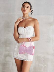 SHEIN ICON 女士，女式蝴蝶结手提包，晚宴包，时尚，奢华，水钻，个性化，简约，多功能，甜美酷炫女孩，辣妹，Y2K，粉色，适合鸡尾酒会、派对、舞会、俱乐部、约会、生日、晚会、情人节约会之夜