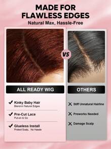 ALL READY WIG Pre Plucked Pre-Cut Lace 5.5x5x1 Glueless Lace Front Wig 100% Human Hair Reddish Brown Yaki Straight Bob Wig 9AM HAIR - S33D - View 6