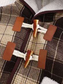 Cozy Pixies Kurtka z kapturem dla chłopca, uniwersalna, z guzikami z żywicy w kontrastowym kolorze, jesienne ubrania