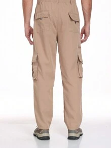 Multi-Pocket Lightweight Utility Pants Suit For Men, 2 Pieces Set - Black - View 4