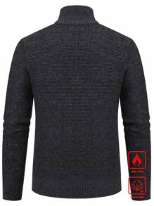 Manfinity Homme Áo khoác cardigan chắp vá cỡ lớn cho nam, Áo khoác cardigan đen giản dị dáng rộng cho mùa thu/đông, Quà tặng cho chồng, Bạn trai, Áo dài tay - màu đen - Xem 2