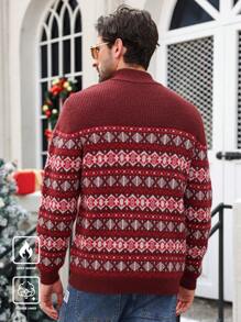 Manfinity Homme Men's Casual Geometric Pattern Christmas Knit Sweater - Multicolor - View 7