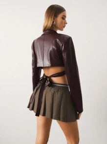 SHEIN Unity Woman's Jacket, Business Casual Style, Office Chic Outfits, Blogger Same Style, Old Money Style, Form-Fitting Sexy Straps - Brown - View 2