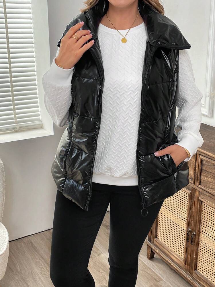Plus Size Winter Clothes For Women Sleeveless Solid Padded Coat For Winter