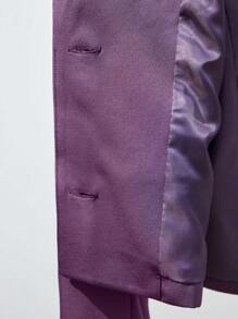 SHEIN Maija 全新秋季休闲都市优雅现代女士长袖西装外套，紫色 - 紫色 - 查看 6