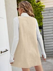 SHEIN Frenchy 纯色 V 领无袖休闲连衣裙