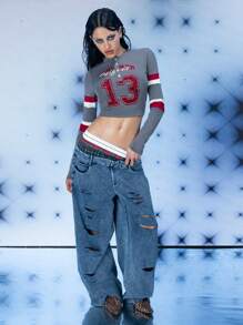 FREAK CITY Designer Women Printed Half Button Cropped Top, Casual Street Dark Gray T-Shirt, Graphic Tees, For Holiday, Vacation, Spring, Going Out, Festival, Ibiza Fits