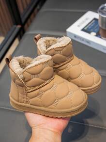 1 双幼儿/婴儿柔软保暖内衬平底雪地靴，适合雪天和户外活动，秋冬穿着