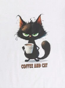 EURMUSE Men Cat Printed Regular Longsleeve Homewear Set - Black and White - View 5