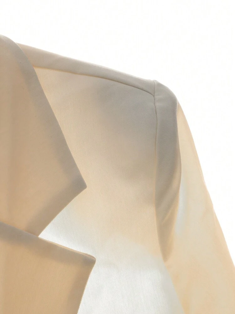 SHEIN EZwear Conjunto de verano Blazer con cuello de solapa y detalle de solapa - Albaricoque - Añade 7